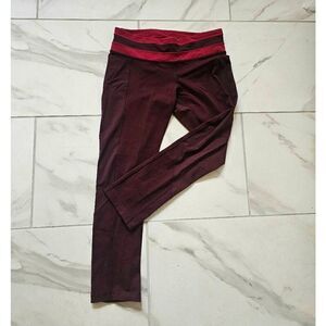 Lululemon Size 6 Maroon & Red Leggings 22"